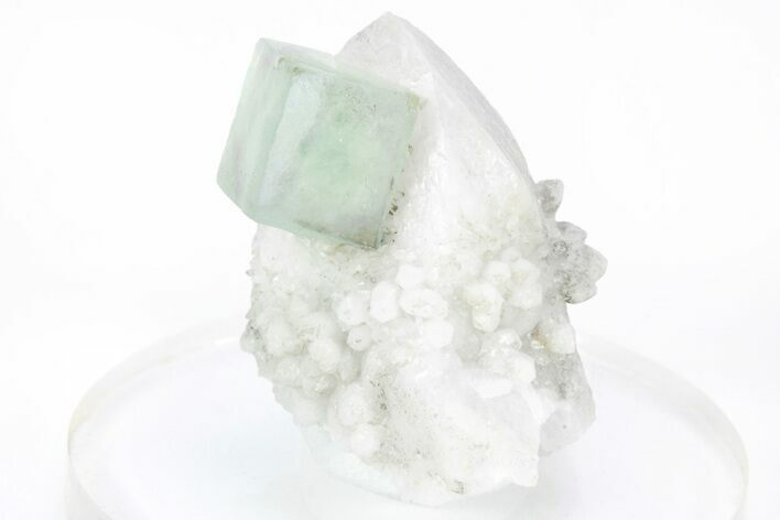 Green, Cubic Fluorite Crystal on Quartz - Inner Mongolia #216771
